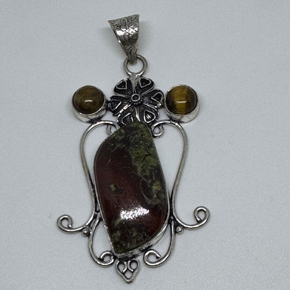 New Sterling Silver Bloodstone Pendant - Picture 1 of 5